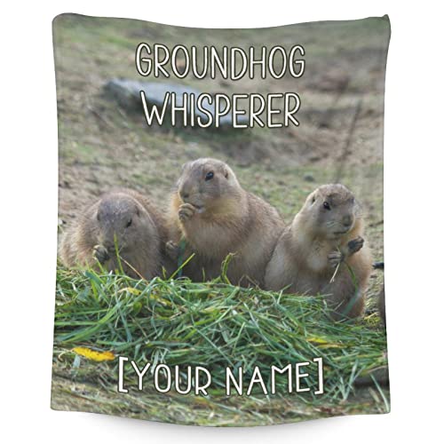 Custom Groundhog Throw Blanket - Soft, Fuzzy & Warm - 60x80 Inches Flannel Blankets for Bed, Couch - Colorful Cute Throws Gift for Adults