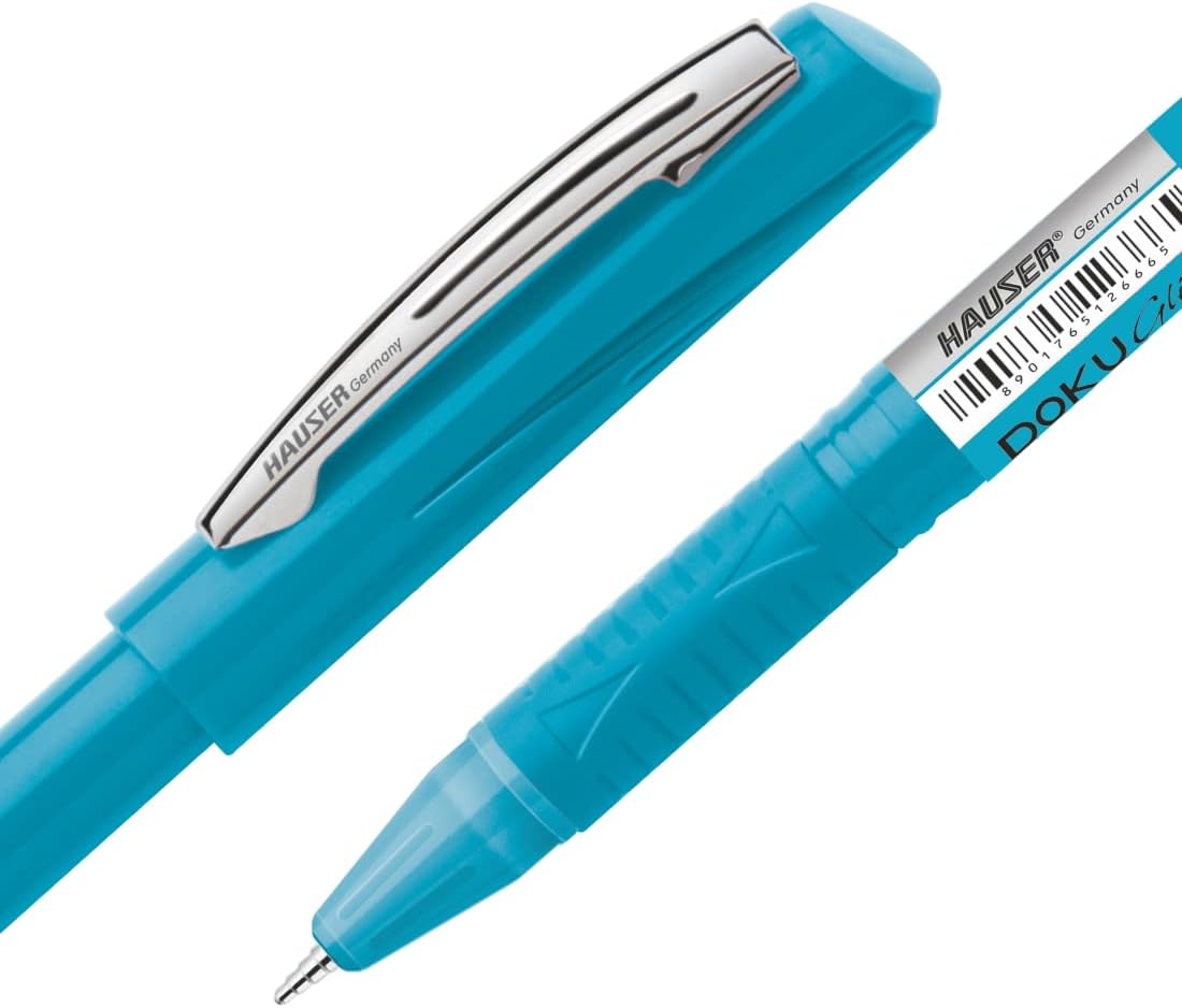 Hauser Doku Glide 0.7mm Ball Pen Stand | Comfortable Grip For Easy Handling | Smudge Free & Smooth Writing | Sturdy & Refillable Pen | Blue Ink, of 50 Pens