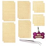 VVQWCY 12 Blatt Wachsbuchstaben für Kerzen, Sticker Buchstaben enthält Zahlen, Klebebuchstaben Gold mit Pinzette für DIY Bastelarbeiten