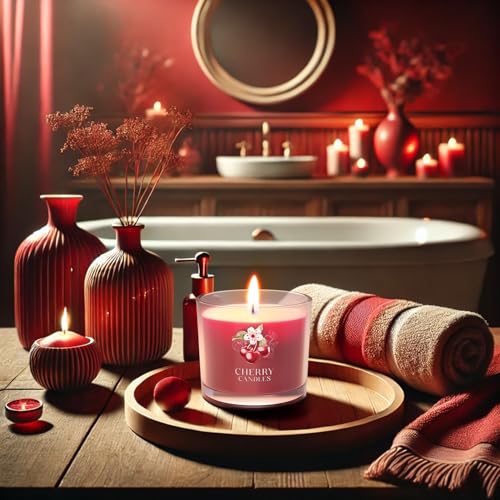 Image of CHILLFLAME Cherry Candle, Scented Candles Gifts for Women, Candles Gift Set for Her, 6 Scented Votive Candles, Birthday Gifts for Women /Men (Red, 14 oz)