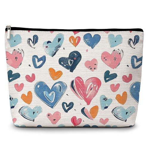 GREOXG Heart Makeup Bag, Small Travel Cosmetic Bag with Zipper, Cute Makeup Pouch Gift Ideas for...
