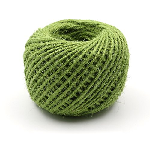 Cuerda de yute verde de 2 mm, cuerda de cáñamo, cuerda gruesa, para envolver bodas, manualidades, hogar, jardín, decoración (verde militar)