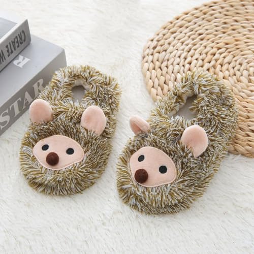 Kids Boys Girls Plush Hedgehog Slippers Cute Animal Non-Slip Fleece Slippers Fall Winter Warm Soft Cartoon Sandals4
