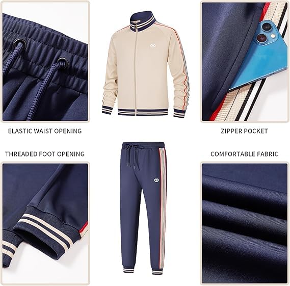 W JIANWANG Herren Trainingsanzug Jogginganzug Sportanzug Tracksuits 2 Teiliges Lässiges Athletisches Jogging