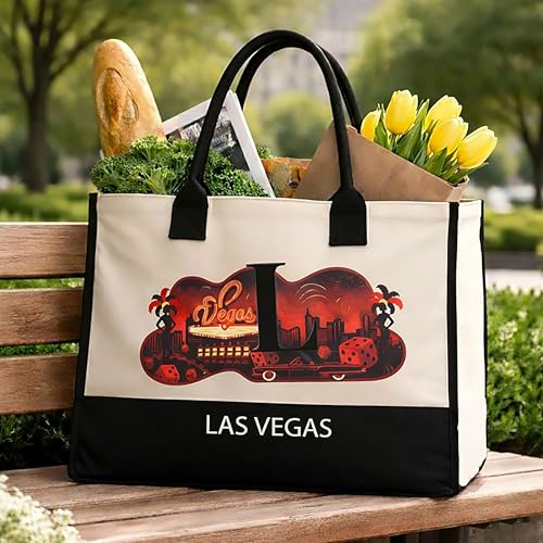 Image of Salt Earth Cotton Canvas Tote Bag - Alcatraz Island Landmark Design with Custom Initial, Durable Shoulder Bag for Women