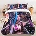 Feriswhell - League of Legends Jinx, zestaw pościeli Jinx, poszewka na kołdrę z nadrukiem 3D, zestaw poszewek na kołdrę do gier (1, King 264 x 229 cm)