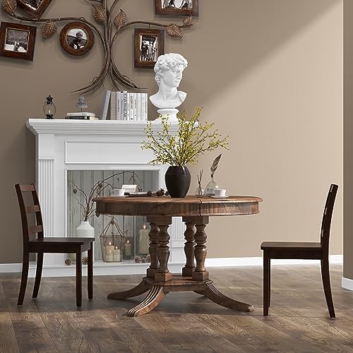 Image of COSTWAY Dining Chairs Set of 4, Mid-Century Modern Wooden Chairs, Brown