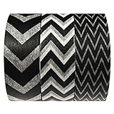 Allydrew Black and White Chevron Washi Masking Tape (Set of 3), 10M L x 15mm W