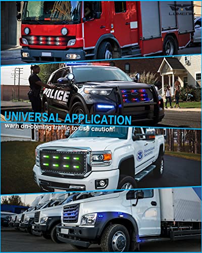 Lumenix White Green Led Surface Mount Strobe Flashing Lights Kit W/Control Box, 8Pcs Grille Side Marker Emergency Warning Caution Light For Vehicles Trucks Suv Cars Vans (Ultra Slim Sync Feature) #TOP4