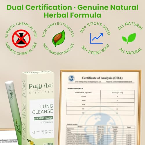 Image of Herbal Diffuser Pen, Detox Diffuser with Mullein, Thyme & Mint for Better Breathing, All Natural Swap - Up to 600 Uses (Varies by Usage), 2 Diffusers, 1 Pack