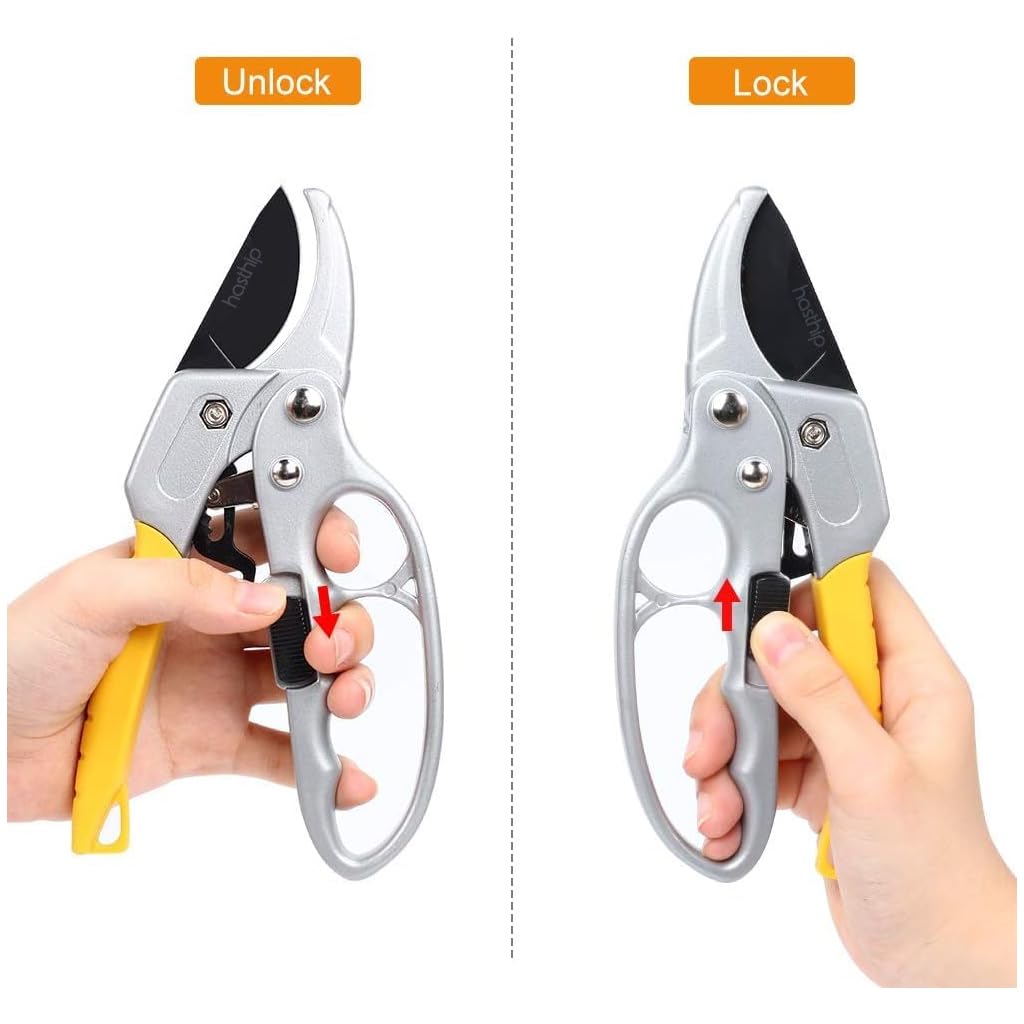 HASTHIP® Garden Pruner Stainless Steel Blade With Safety Lock For Plants