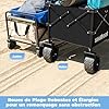 SLIDBEAT Chariot de Plage 220L 200KG, Chariot de Transport Pliable avec Roues Pivotantes à 360°, XXL Chariot de Jardin à Poignée à Rebond Automatique Tout Terrain avec Freins, pour Pêche Camping