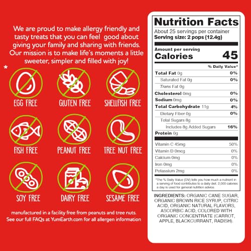 image for YumEarth Organic Pops Variety Pack, 50 Fruit Flavored Favorites Lollip