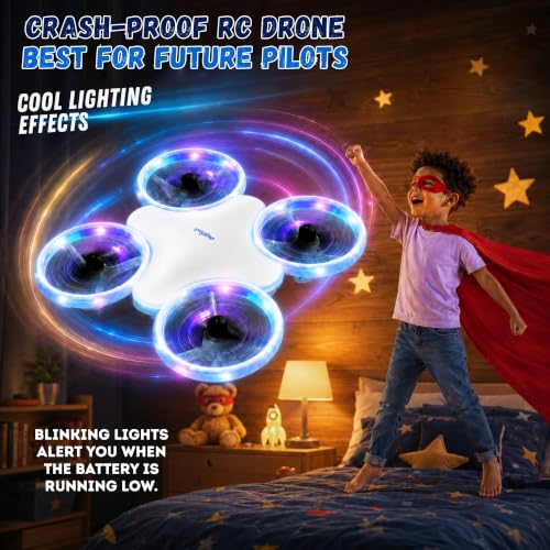 Image of GRAPHENE Mini Drone LED Remote Control Rechargeable RC Drone For Kids with multiple Led shows Auto Hovering Headless Mode 3D Flips & Throw To Go Gift Toys for Boy Girl Indoor Flying Toy