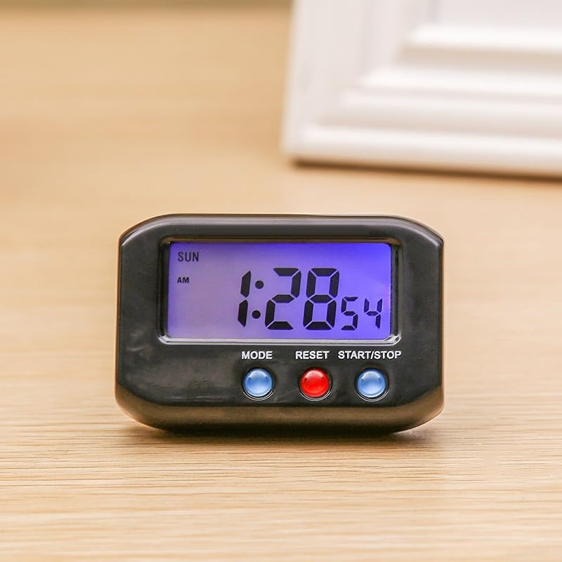 Small LCD Digital Alarm Clock with Large Display Snooze Backlight Clip and Stand Compact ABS for Bedroom Kitchen