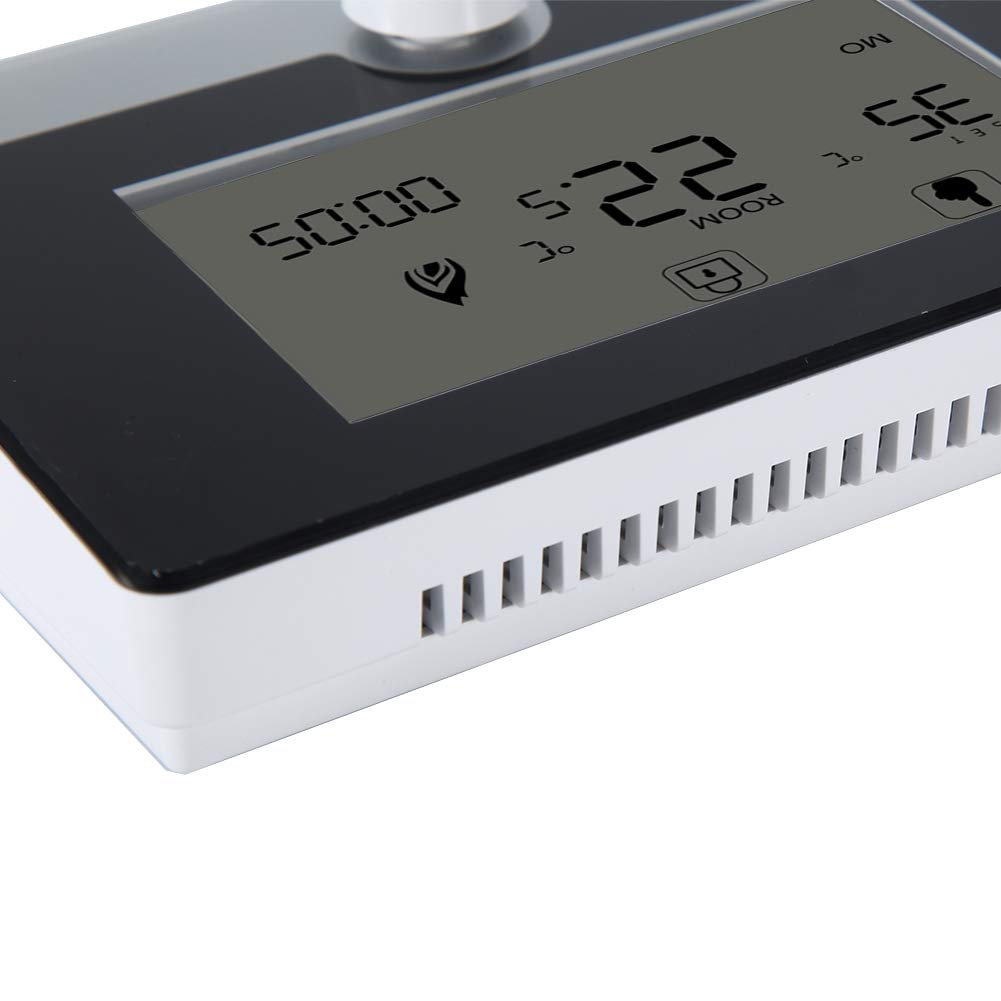 Programmierbarer Thermostat Digital 7-Tägiger Intelligent Temperaturregler mit blauem LED-Licht und großem Display für Heizkessel, Wandmontage und Heizungssystem (Schwarz)