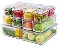 JollyPack 14 Pack Fridge Organizers, Refrigerator Organizer Bins with Lids, BPA Free Stackable Fruit Storage Containers for Fridge, Vegetables, Food and Drinks