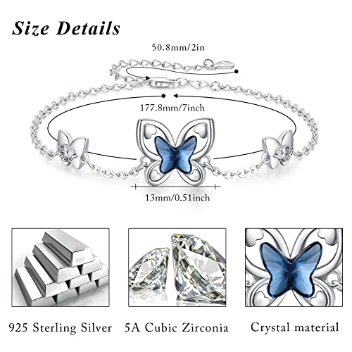 CUOKA MIRACLE Animal Bracelet 925 Sterling Silver Elephants/Turtle/Butterfly/Frog Bracelet Adjustable Bracelet Jewelry Gifts for Women Mom Daughter Best Friend4