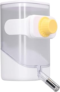 Ddewing Automatic Pet Waterer Feeder, 2.1L Stainless Steel Ball Cage Hanging Water Dispenser Dogs Cats Pets Animals (White)