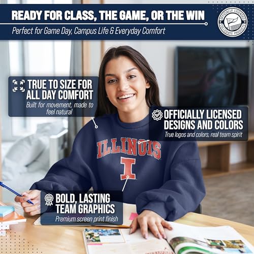 Image of NCAA College Sweatshirt Fleece Crewneck Pullover for Men and Women | Officially licensed NCAA college gameday crewneck pullover - 9 oz fleece lined sweatshirt with arch and logo design