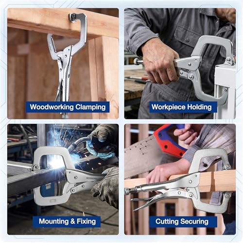 Image of WORKPRO 11 inch Locking C-Clamp with Swivel Pads, Heavy Duty Adjustable Vise Grip Pliers, Welding Clamp for Woodworking, Metalworking, Auto Repair and Home Workshop