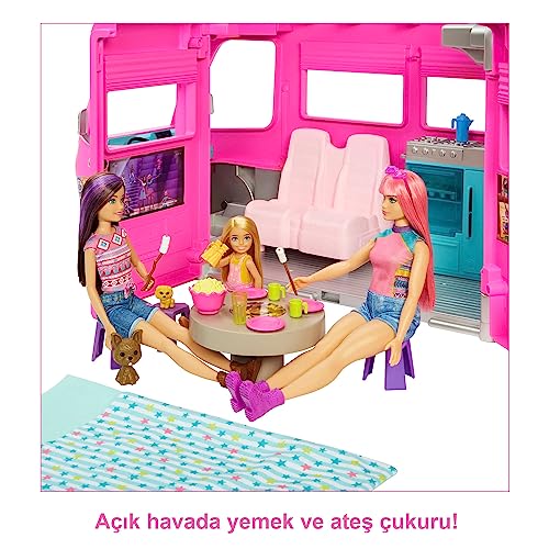 Barbie'nin YENİ Rüya Karavanı 76 cm yükseklik, havuz, kaydırak ve 60'tan fazla aksesuar HCD46