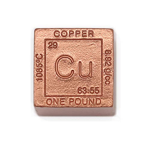 1 Pound Copper Cube Paperweight - 999 Pure Chemistry Design with Certificate of Authenticity by CoinFolio