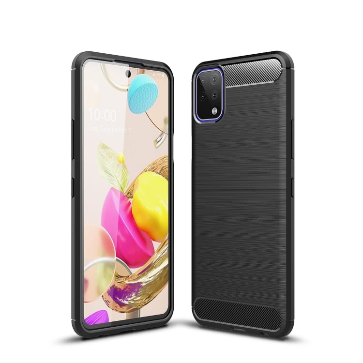 Image of NPRC Hybrid Ultra Slim Protective Case TPU Non-Slip Carbon Fiber Texture Shockproof Case Cover for Lg K42 - Black