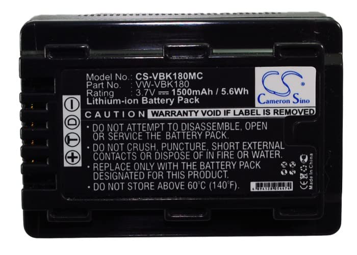 Image of 3.7v Compatible with Battery Panasonic VW-VBK180, VW-VBK180E-K, VW-VBK180-K HDC-TM80GK, HDC-TM80K, HDC-TM80P, HDC-TM80PC, HDC-TM85, HDC-TM90, HDC-TM90GK, HDC-TM90GK-3D