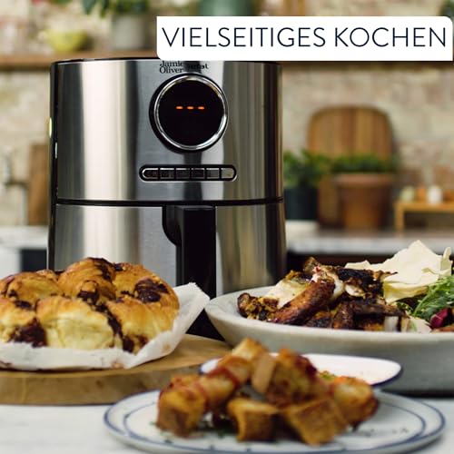 Jamie Oliver by Tefal Ultra Fry Heißluftfritteuse, 1630 W, XL-Kapazität (4,2 L), Temperatureinstellung von 80 °C bis 200 °C, Touchdisplay, 8 Auto-Programme, Edelstahl, EY11JD10 3