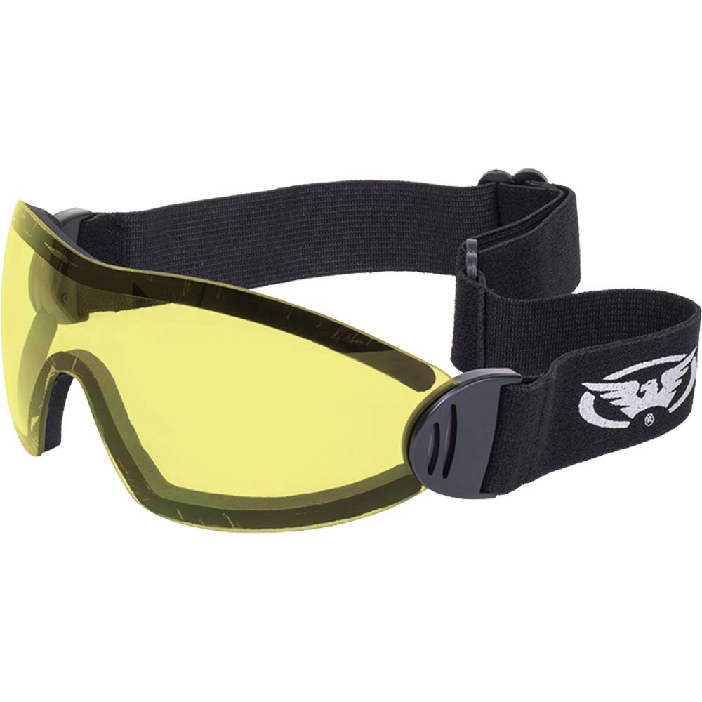 Global VisionFlare Panoramic Vision Motorcycle Riding Goggles Black Frames with Yellow Lenses