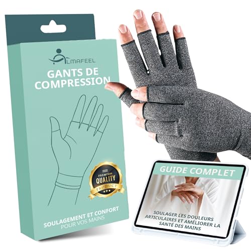 Almafeel BIEN-ÊTRE ET SANTÉ - Almafeel® Super Pack Gants de Compression au Cuivre | Soulage Arthrite, Tendinite, Canal Carpien, Douleurs Articulaires | + Guide Bien-Être Mains Inclus | Unisexe & Confortable (M)