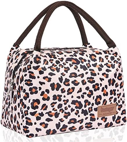 Buringer Reusable Insulated Lunch Bag Cooler Tote Box Meal Prep for Men & Women Work Picnic or Travel (Leopard)