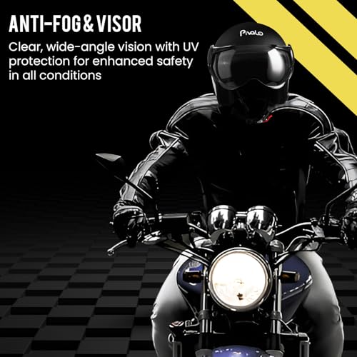 Image of Pivalo 580MM Star Half Face Helmet with Outer Clear Visor Matt Finish Scratch Resistant Open-Face for Bike Scooty Riding Men and Women - Pack of 1