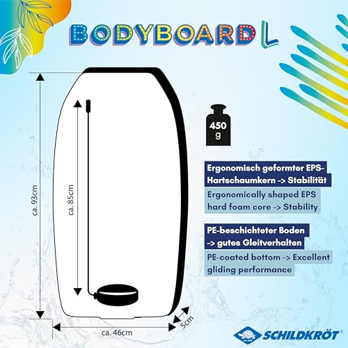 Planche de bodyboard mousse EPS Schildkröt 93x46 cm avec sangle de sécurité