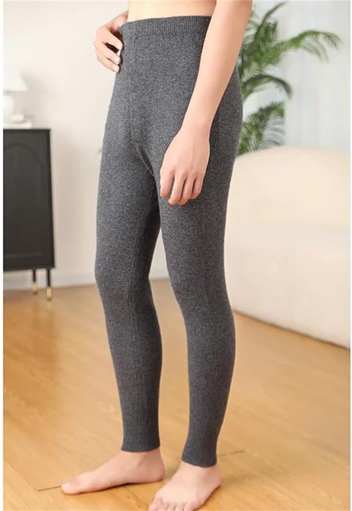 Men’s 100% Wool Long Johns Thermal Underwear Pants Base Layer Bottoms Winter Warm Elastic Knit Leggings