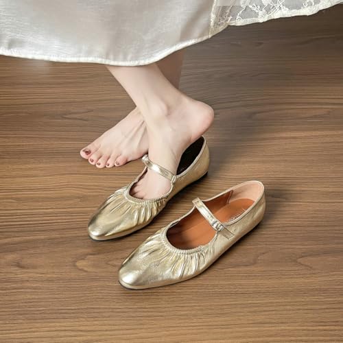 Niction PU Leather Flats for Women Trendy Fall Pointed Toe Flat Shoes Mary Jane Ballet Flats Shoes Casual Cute Comfortable Dressy Work Flat 20252