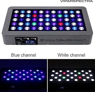 VIPARSPECTRA 165W LED Aquarium Light Dimmable Full Spectrum LED Reef Lights for Coral Saltwater Fish Tank, Remote/Timer Control, Programmable Auto On/Off, Blue/White Dual Channel Brightness 0-100%