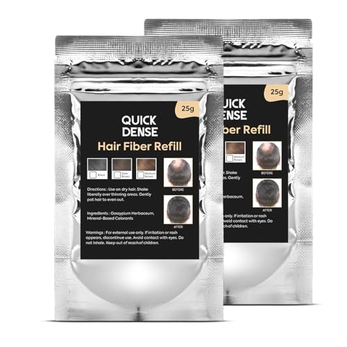 Image of Hair Building Fiber Refill Pack | Plant Based Cotton Fibers Refill Bag for Men & Women | Styling Accessory for Thin Hair Appearance | Natural Look - Black (Pack of 2)