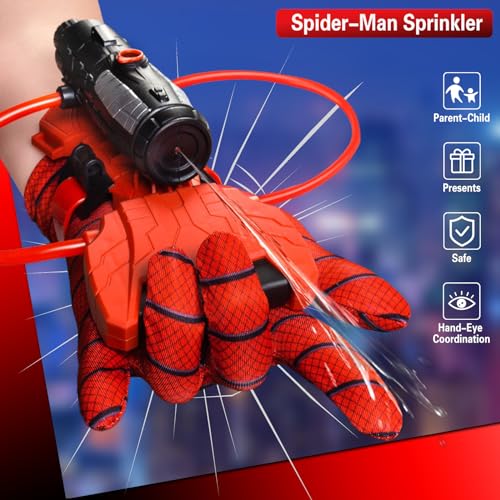 Darryy Spider Wasserpistole Sommer, 2 Set Kids Spider Hero Handschuhe, Super Spider Launcher Handschuh, Launcher Spielzeug, Kinder Cosplay Handschuh, 2X Werfer 2X Handschuhe (Wasser Spritzen)