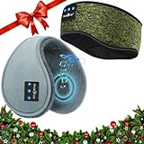 MUSICOZY Ear Warmers EarMuffs Sleep Headphones Bluetooth Sports Headband for Winter Side Sleepers Running Travel Yoga Meditation, EarMuff & Headband, Pack of 2
