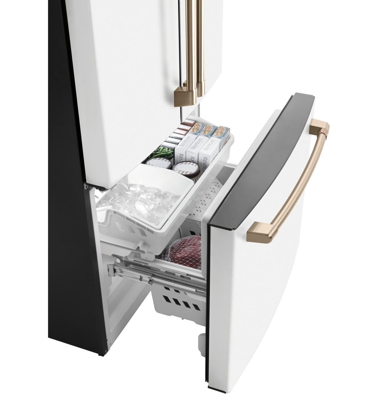Café Cwe19sp4nw2 18.6 Cu. Ft. French Door Refrigerator In Matte White, Fingerprint Resistant, Counter Depth And Energy Star on Fridge.com - View 5