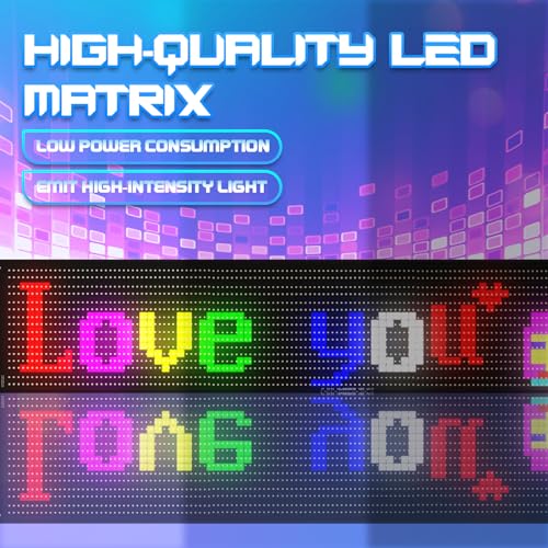 Image of FAHKNS Programmable LED Sign Matrix Panel, Flexible Huge Bright Advertising Scrolling LED Sign, Bluetooth App Control LED Sign for Car Shop Store Advertising Party Bar, 19''x5''