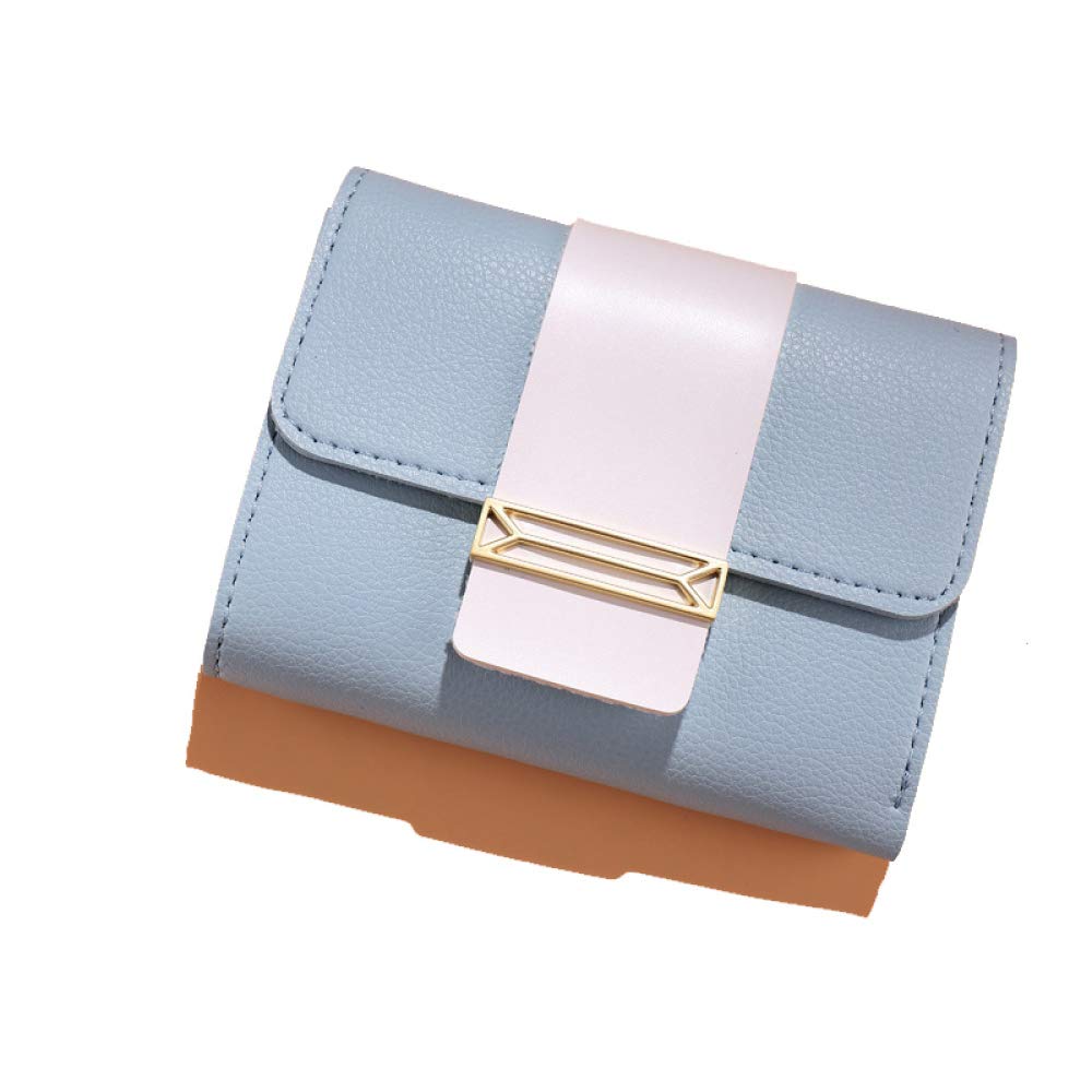 555 Gutumn Gnd Winter WGllet Women//Short Color ContrGst SmGll Fresh Three Fold WGllet//LGdies Student SmGll Coin Purse//Blue//G