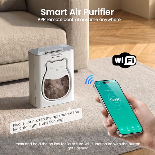 Image of Pet Air Purifier for Home, H13 HEPA Washable Filter,Air Cleaner with APP&Air Quality Monitor for Pet Hair Dander Odor Allergies Pollutant Smoke Dust for Large Rooms 2200 Ft, Auto Mode,P365 White