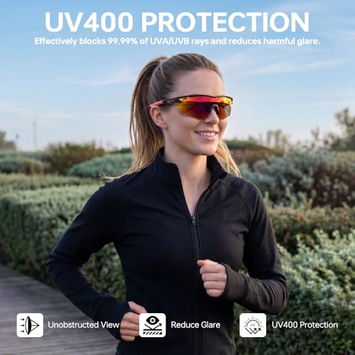 Image of Polarized Running Sunglasses for Men Women Ultra-Comfort, UV400 Protection | 22g Lightweight TR90 Frame & Adjustable Silicone Nose Pads Wraparound Sports Sun glasses for Cycling Baseball Hiking Fishing
