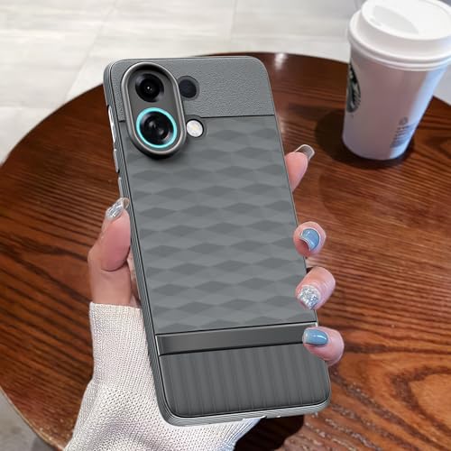 Image of Pikkme Back Cover for Oppo K13 Turbo 5G Camera Protection 3D Hexa Cube Design Silicone Protective Bumper Case (Grey)