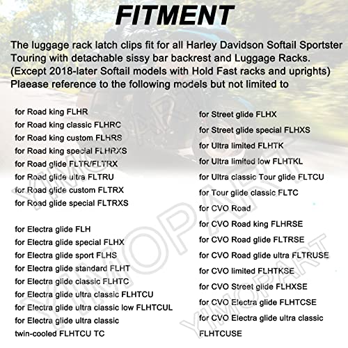 Yimoto Motorcycle Black Detachable Rotary Sissy Bar Luggage Rack Latch Clips For Harley Davidson Softail Sportster 883 1200Xl Touring Street Glide Electra Glide Road King #TOP2