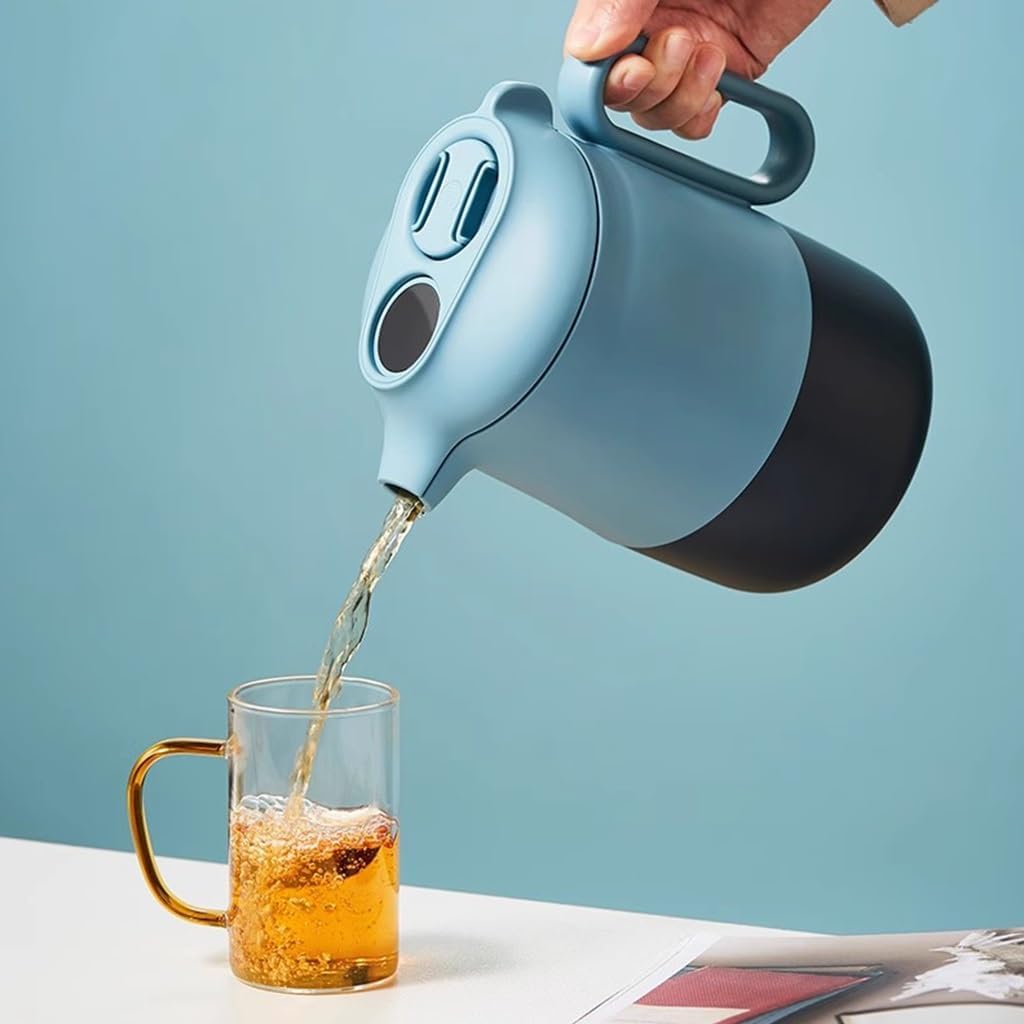 LEIYTFE Thermal Teapot/Coffee Carafe for Keeping Hot,Coffee Warmer Drink Dispenser with Stainless Steel Liner,Double Wall Vacuum Flask Insulated,with Removable Tea Filter(Green)