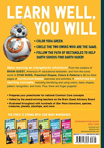 51NEeCsbCKL. SL500  - Star Wars Workbook: Preschool Shapes, Colors, and Patterns (Star Wars Workbooks)